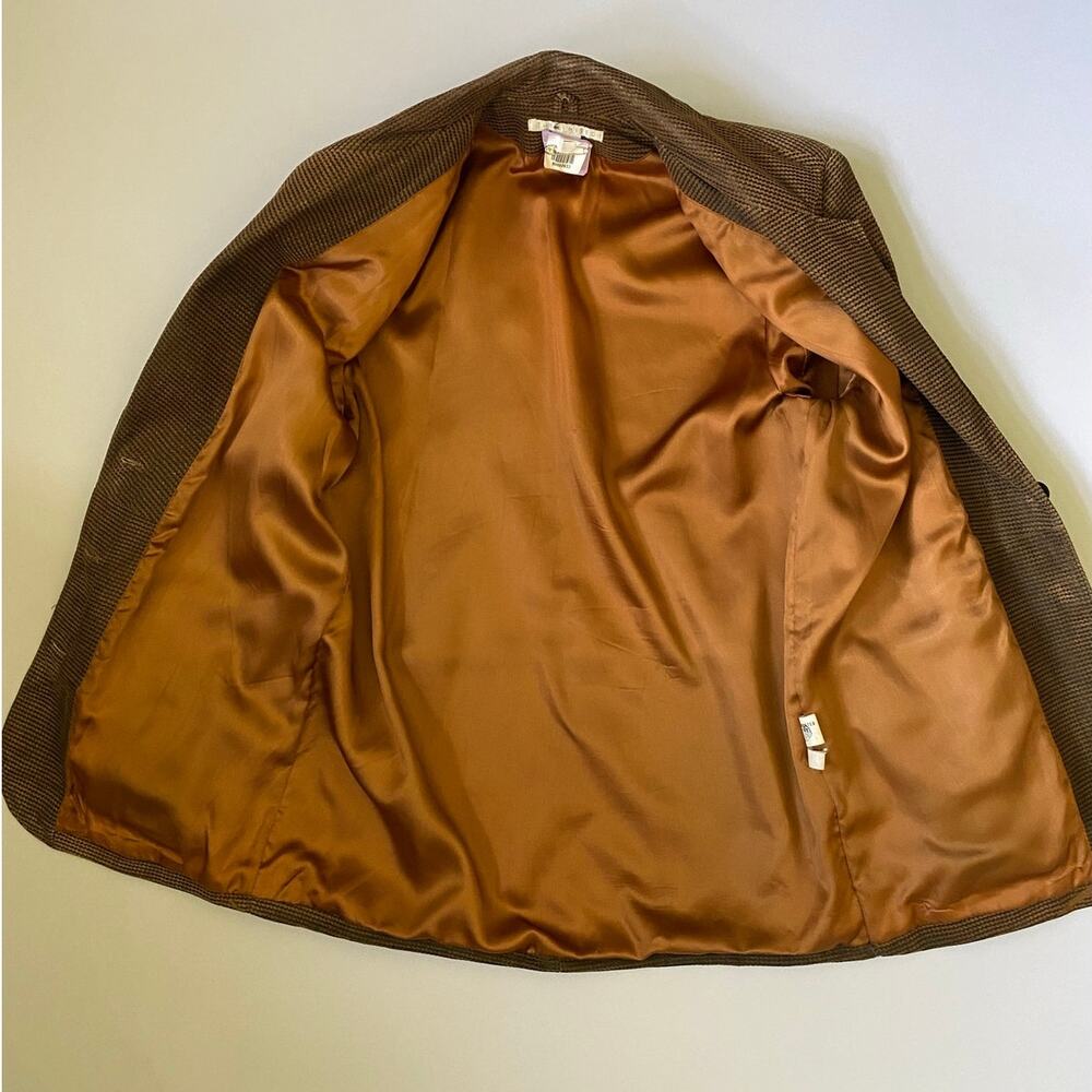 The Limited Leather Blazer Small Vintage Brown Houndstooth Boxy Oversized Career - Picture 16 of 17